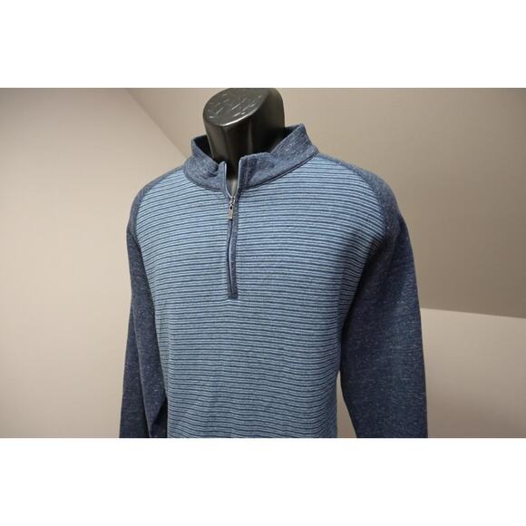 Fish Hippie 1/4 Zip Sweater Casual Blue Striped Pullover Mens Sz XL - Picture 1 of 9